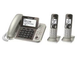 Panasonic® Link2Cell Bluetooth® DECT 6.0 Phone System And Answering Machine With 1 Corded And 2 Cordless Handsets, KX-TGF382M