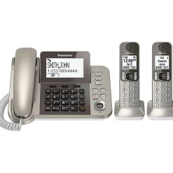 Panasonic® Link2Cell Bluetooth® DECT 6.0 Phone System And Answering Machine With 1 Corded And 2 Cordless Handsets, KX-TGF382M