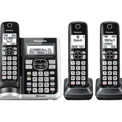 Panasonic® Link2Cell DECT 6.0 Cordless Telephone With Answering Machine And Dual Keypad, 3 Handsets, KX-TGF573S