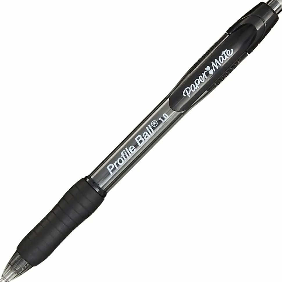 Paper Mate Ballpoint Pen, Profile Retractable Pen, Medium Point (1.0mm), Black, 4 Count