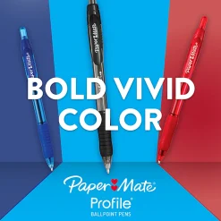 Paper Mate Ballpoint Pen, Profile Retractable Pen, Medium Point (1.0mm), Blue, 36 Count