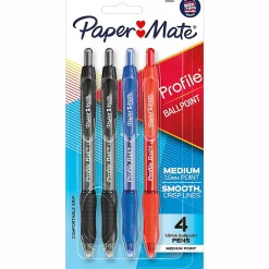 Paper Mate Ballpoint Pen, Profile Retractable Pen, Medium Point (1.0mm), Assorted, 4 Count