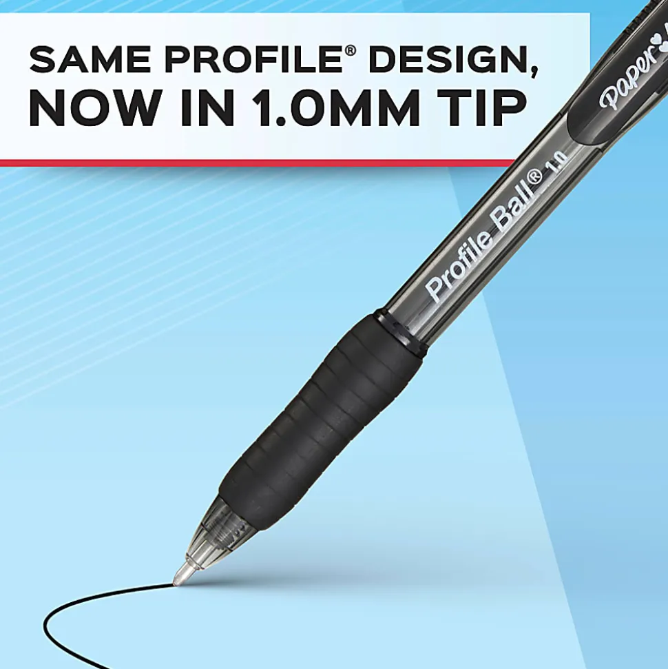 Paper Mate Ballpoint Pen, Profile Retractable Pen, Medium Point (1.0mm), Black, 8 Count