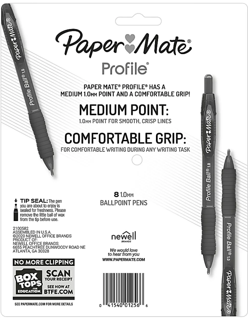 Paper Mate Ballpoint Pen, Profile Retractable Pen, Medium Point (1.0mm), Black, 8 Count