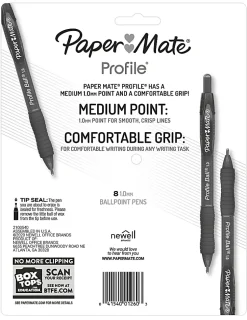 Paper Mate Ballpoint Pen, Profile Retractable Pen, Medium Point (1.0mm), Assorted, 8 Count