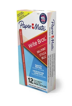 Paper Mate® Ballpoint Stick Pens, Medium Point, 1.0 mm, Red Barrel, Red Ink, Pack Of 12
