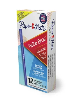 Paper Mate® Ballpoint Stick Pens, Medium Point, 1.0 mm, Blue Barrel, Blue Ink, Pack Of 12