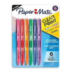 Paper Mate® Clearpoint® Color Lead Mechanical Pencils, 0.7mm, Assorted Colors, Pack Of 6