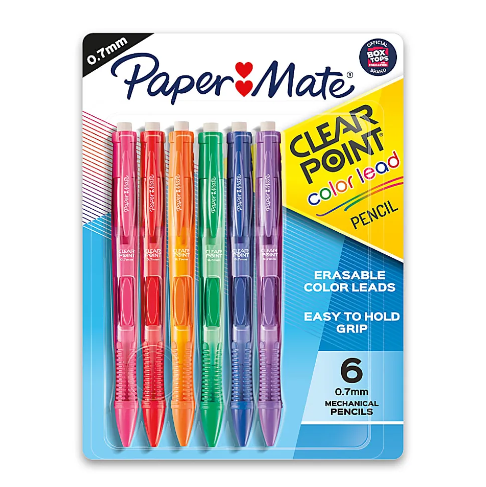 Paper Mate® Clearpoint® Color Lead Mechanical Pencils, 0.7mm, Assorted Colors, Pack Of 6