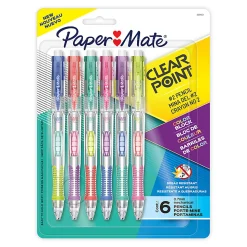 Paper Mate Clearpoint Mechanical Pencil, Break-Resistant, Color Block Edition, HB #2 Lead (0.7mm), 6 Count