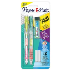 Paper Mate Clearpoint Mechanical Pencil, Color Block Edition, HB #2 Lead (0.7mm), Eraser/Refills, 5 Piece Set, 2221452