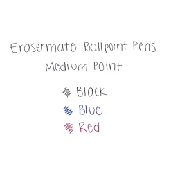 Paper Mate® EraserMate® Ballpoint Pens, Pack of 5, Medium Point, 1.0 mm, Red Barrel, Red Ink