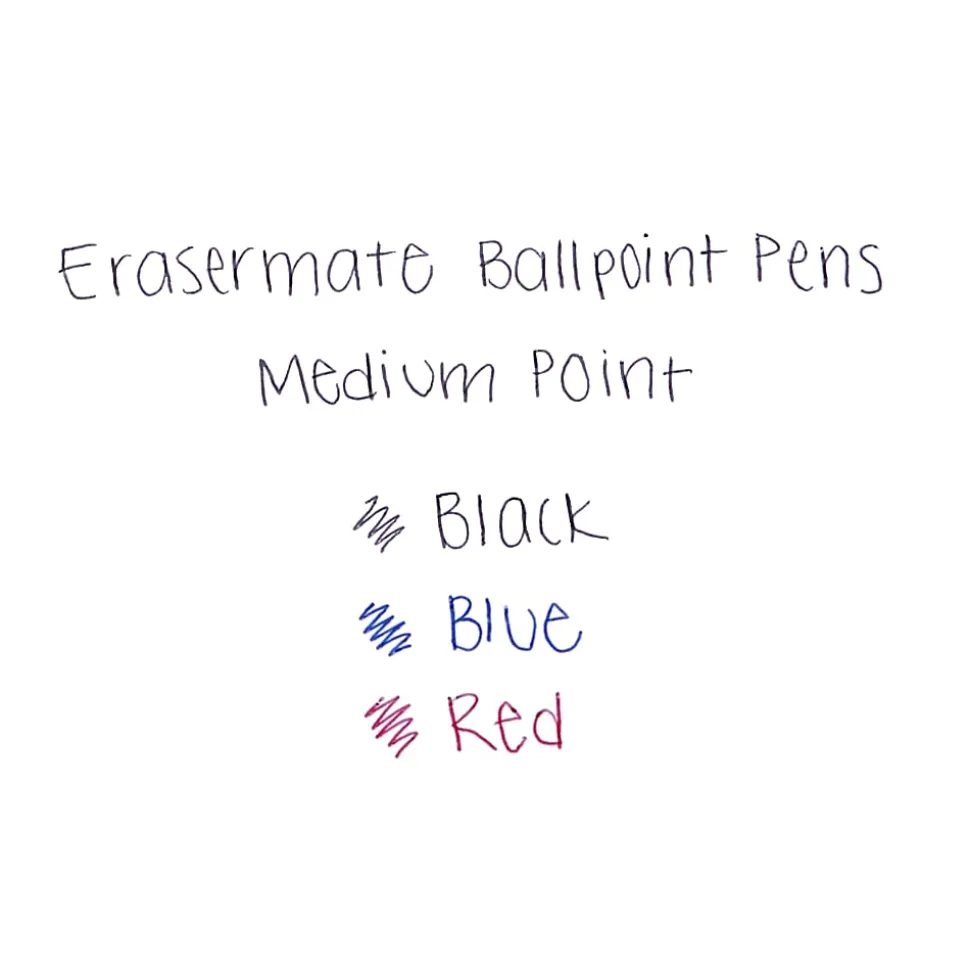 Paper Mate® EraserMate® Ballpoint Pens, Pack of 5, Medium Point, 1.0 mm, Red Barrel, Red Ink