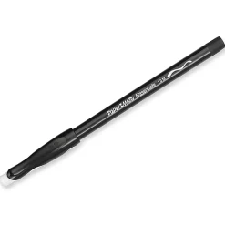 Paper Mate® EraserMate® Ballpoint Pens, Pack of 5, Medium Point, 1.0 mm, Black Barrel, Black Ink