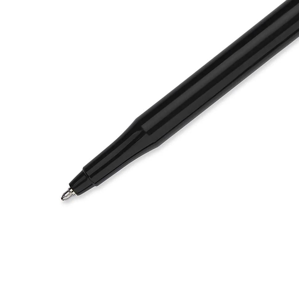 Paper Mate® EraserMate® Ballpoint Pens, Pack of 5, Medium Point, 1.0 mm, Black Barrel, Black Ink