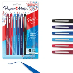 Paper Mate® Flair Felt Tip Pens, Medium Point (0.7mm), Assorted Colors, 6 Count, USA 250th Anniversary Edition
