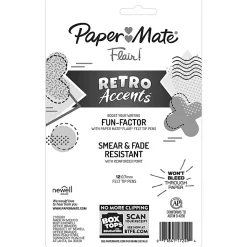 Paper Mate® Flair® Felt Tip Pens, Medium Point, Assorted, Special Edition Retro Accents, 12 Pack