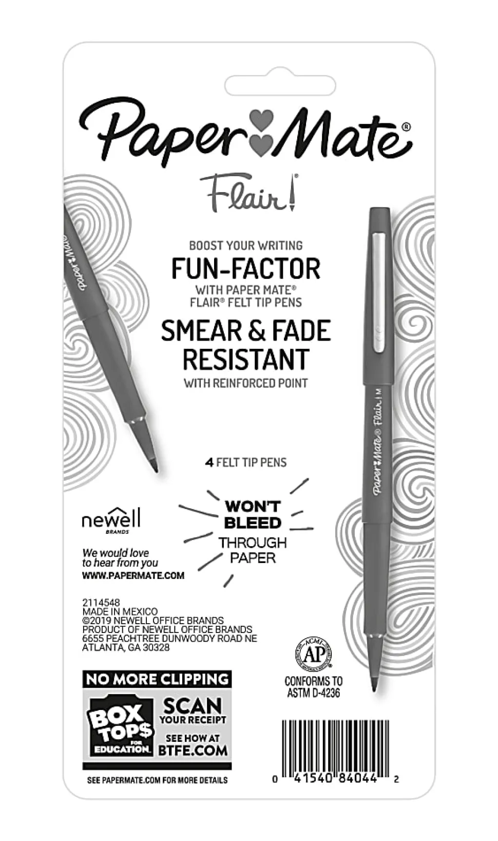 Paper Mate® Flair® Porous-Point Pens, Medium Point, 0.7 mm, Assorted Ink Colors, Pack Of 4 Pens