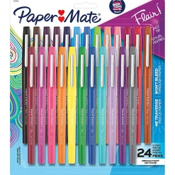 Paper Mate® Flair® Porous-Point Pens, Medium Point, 0.7 mm, Assorted Ink Colors, Pack Of 24 Pens