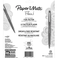 Paper Mate® Flair® Porous-Point Pens, Medium Point, 0.7 mm, Assorted Ink Colors, Pack Of 24 Pens