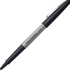 Paper Mate® Flair® Porous-Point Pens, Ultra Fine Point, 0.4 mm, Black Barrel, Black Ink, Pack Of 12
