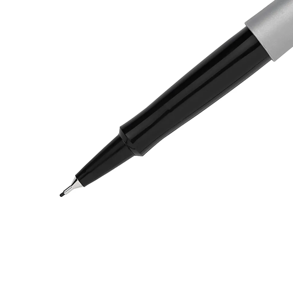Paper Mate® Flair® Porous-Point Pens, Ultra Fine Point, 0.4 mm, Black Barrel, Black Ink, Pack Of 12
