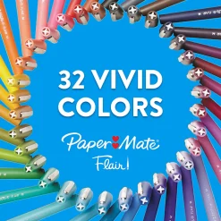 Paper Mate® Flair® Porous-Point Pens, Medium Point, 0.7 mm, Green Barrel, Green Ink, Pack Of 12