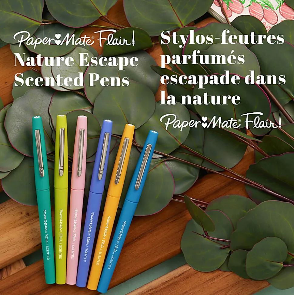 Paper Mate Flair Scented Felt-Tip Pens, Pack Of 16 Pens, Medium Tips, 0.7 mm, Assorted Nature Escape Scents And Colors