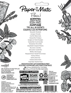 Paper Mate Flair Scented Felt-Tip Pens, Pack Of 16 Pens, Medium Tips, 0.7 mm, Assorted Nature Escape Scents And Colors