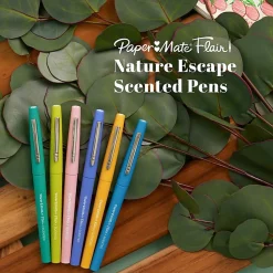 Paper Mate Flair Scented Felt-Tip Pens, Pack Of 6 Pens, Medium Tips, 0.7 mm, Assorted Nature Escape Scents And Colors