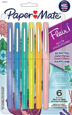 Paper Mate Flair Scented Felt-Tip Pens, Pack Of 6 Pens, Medium Tips, 0.7 mm, Assorted Nature Escape Scents And Colors