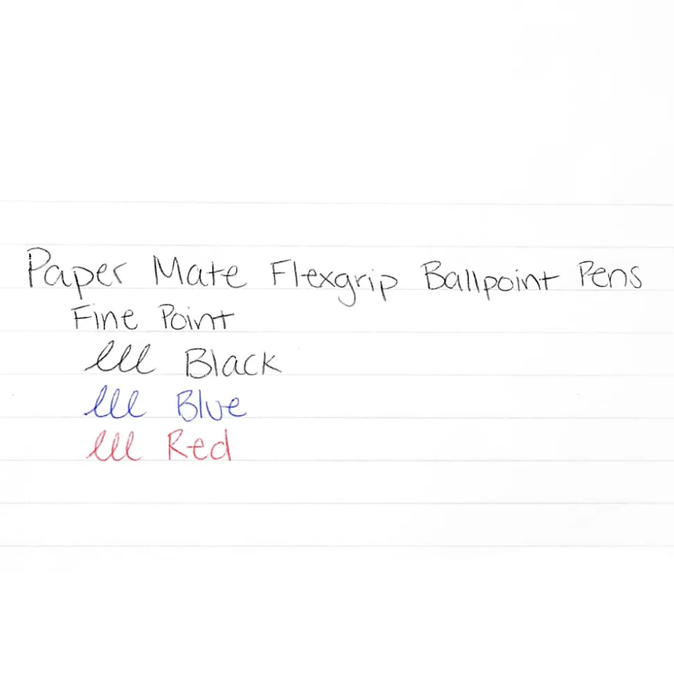 Paper Mate® FlexGrip® Elite™ Retractable Ballpoint Pens, Fine Point, 0.8 mm, Black Barrel, Black Ink, Pack Of 12 Pens