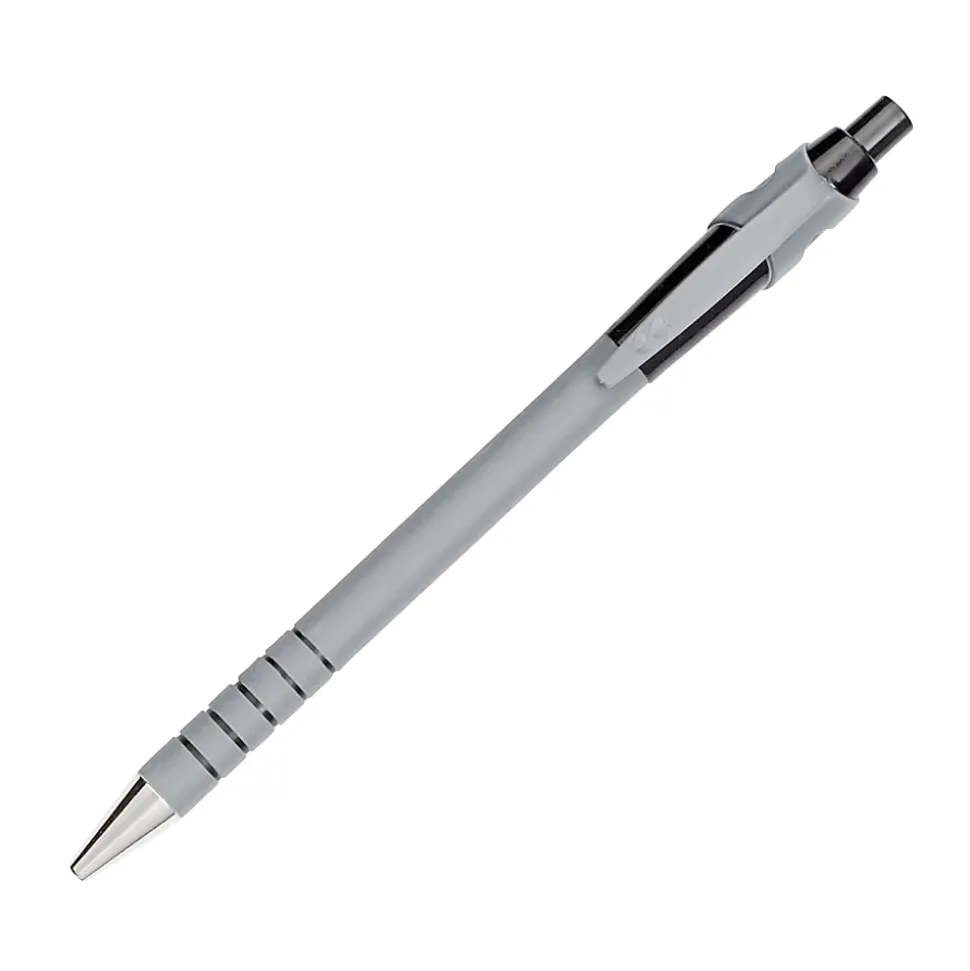 Paper Mate® FlexGrip Ultra™ Retractable Pens, Fine Point, 0.8 mm, Black Barrel, Black Ink, Pack Of 12