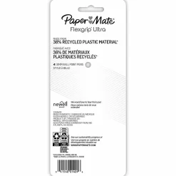 Paper Mate FlexGrip Ultra Retractable Ballpoint Pens, Medium Point, 1.0 mm, Assorted Barrel Colors, Black Ink, Pack Of 4 Pens