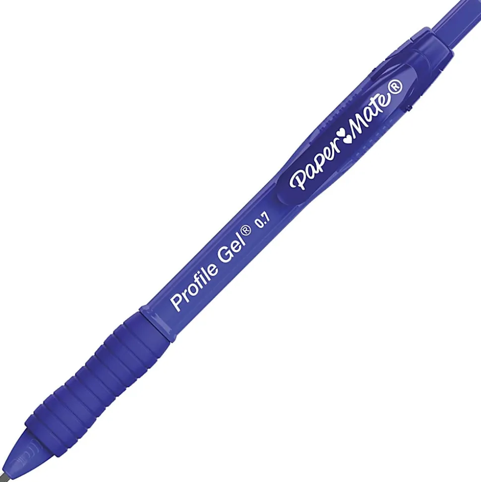 Paper Mate Gel Pen, Profile Retractable Pen, 0.7mm, Blue, 12 Count