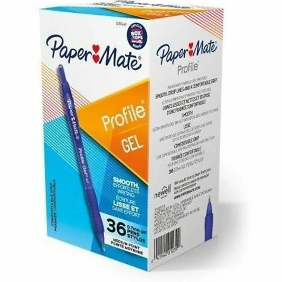 Paper Mate Gel Pen, Profile Retractable Pen, 0.7mm, Blue, 36 Count