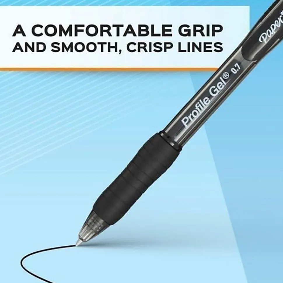 Paper Mate Gel Pen, Profile Retractable Pen, 0.7mm, Assorted, 4 Count