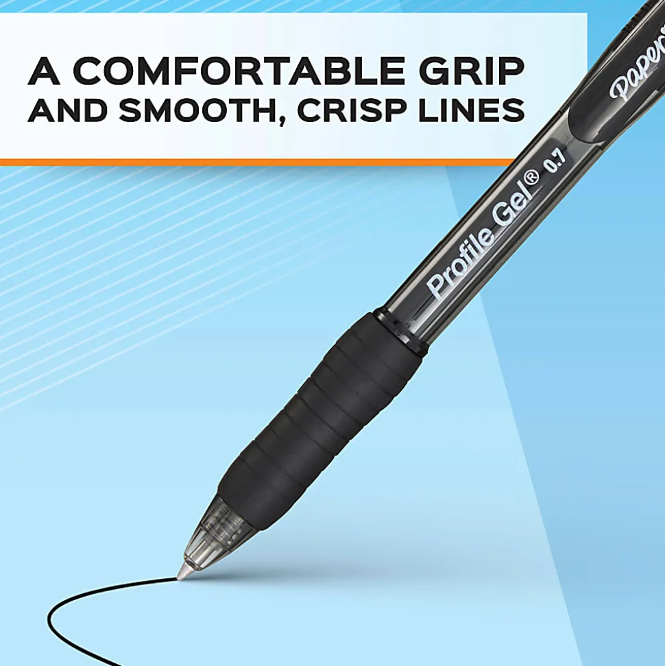 Paper Mate Gel Pen, Profile Retractable Pen, 0.7mm, Assorted, 4 Count