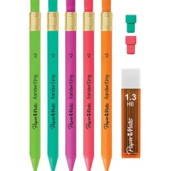 Paper Mate® Handwriting Mechanical Pencil Set, #2 Lead, 1.3 mm, Assorted Colors, Pack Of 5 Pencils