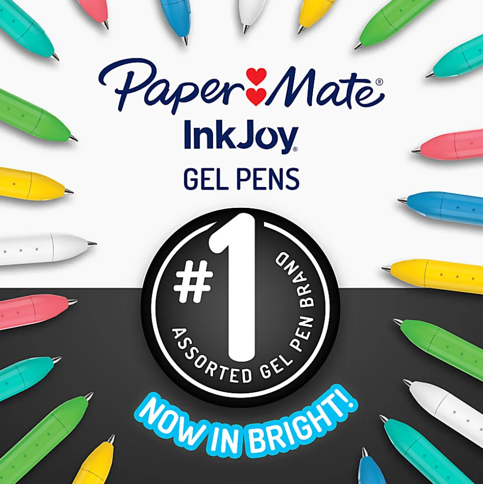 Paper Mate Inkjoy Bright Gel Pens, 0.7mm, Medium Point, Assorted 3 Pack
