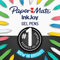 Paper Mate InkJoy Bright Retractable Gel Pens, Medium Point, 0.7 mm, White Barrels, White Ink, Pack Of 3 Pens