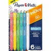 Paper Mate InkJoy Bright Retractable Gel Pens, Medium Point, 0.7 mm, Assorted Barrels, Assorted Ink, Pack Of 6 Pens
