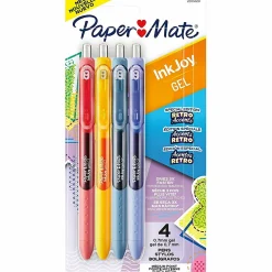 Paper Mate InkJoy Gel Pens, Medium Point, 0.7 mm, Assorted Retro Accents Colors, Pack Of 4 Pens