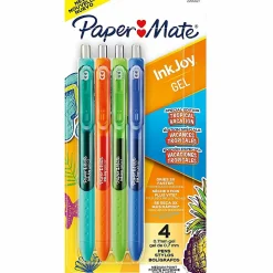 Paper Mate InkJoy Gel Pens, Medium Point, 0.7 mm, Assorted Tropical Vacation Colors, Pack Of 4 Pens