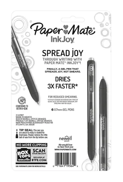 Paper MateĀ® InkJoy Gel Pens, Medium Point, 0.7 mm, Assorted Fashion Colors, Pack Of 6 Pens
