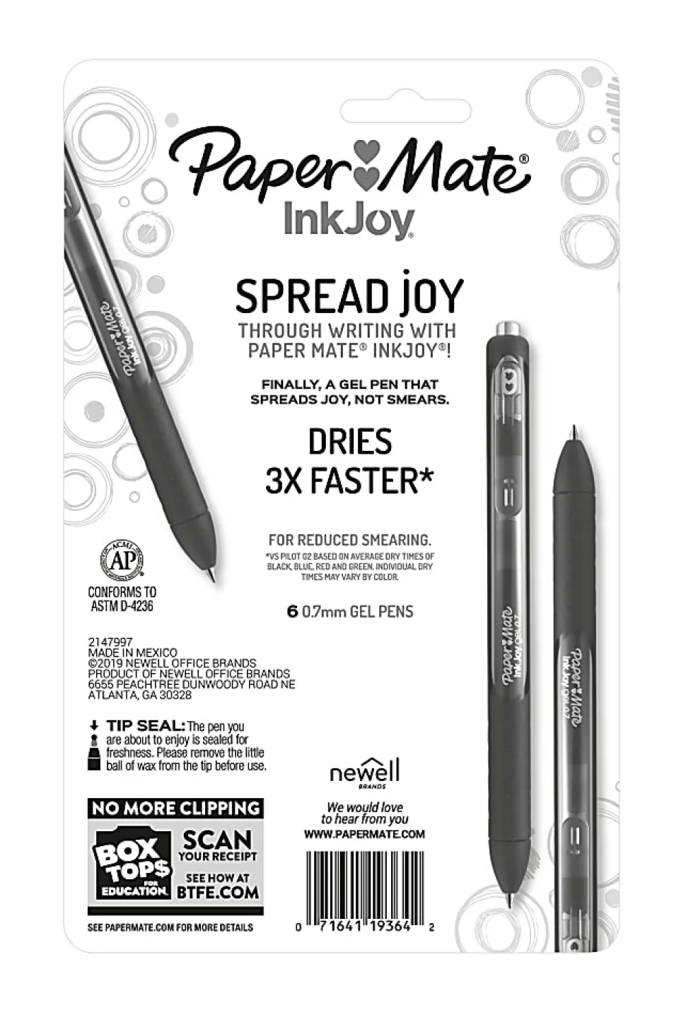 Paper Mate® InkJoy Gel Pens, Medium Point, 0.7 mm, Assorted Fashion Colors, Pack Of 6 Pens