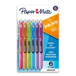 Paper Mate® InkJoy Gel Pens, Medium Point, 0.7 mm, Assorted Fashion Colors, Pack Of 6 Pens