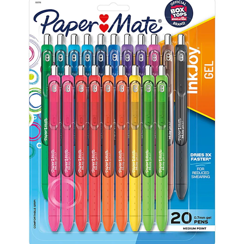 Paper Mate® InkJoy® Gel Pens, Medium Point, 0.7 mm, Assorted Colors, Pack Of 20