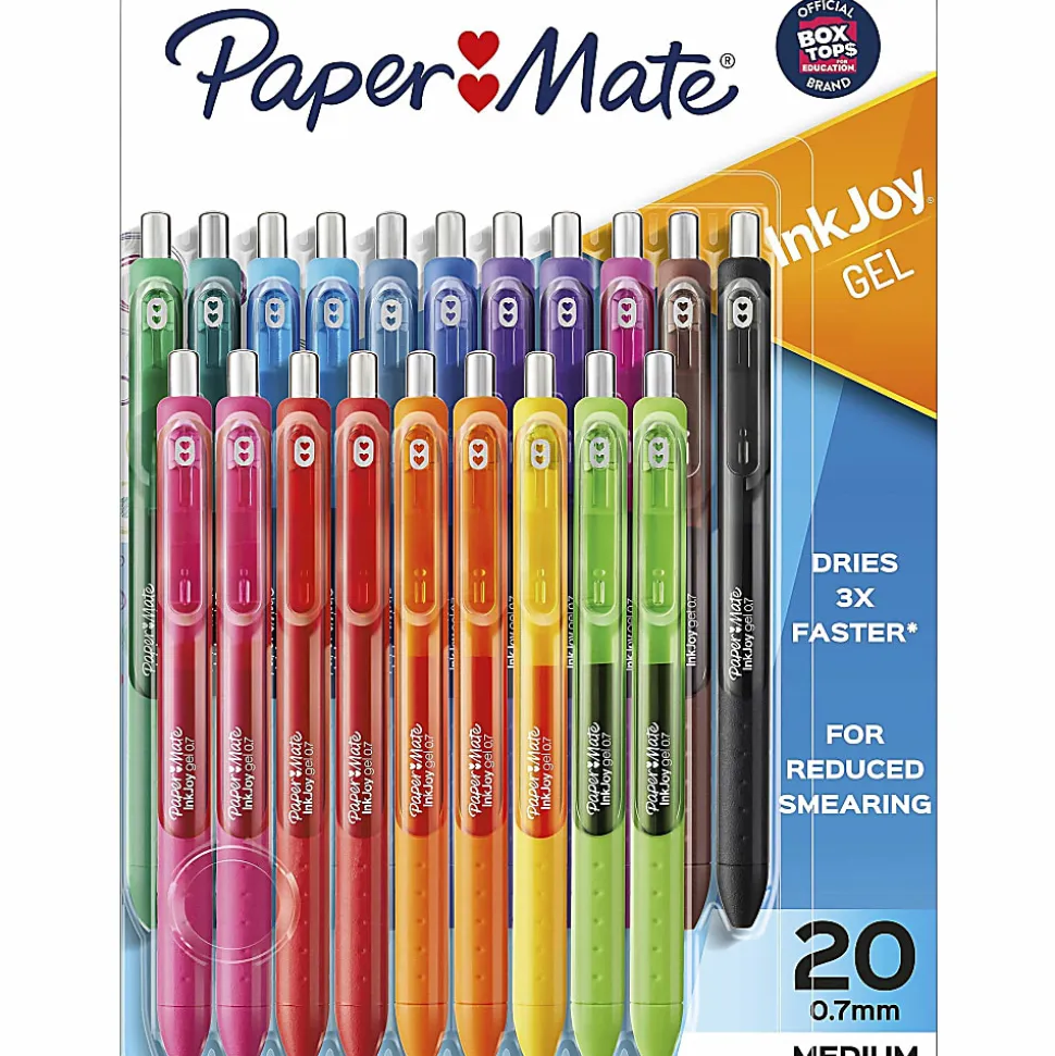 Paper Mate® InkJoy® Gel Pens, Medium Point, 0.7 mm, Assorted Colors, Pack Of 20