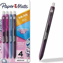 Paper Mate InkJoy Gel Pens, Medium Point, 0.7 mm, Assorted Candy Pop Colors, Pack Of 4 Pens